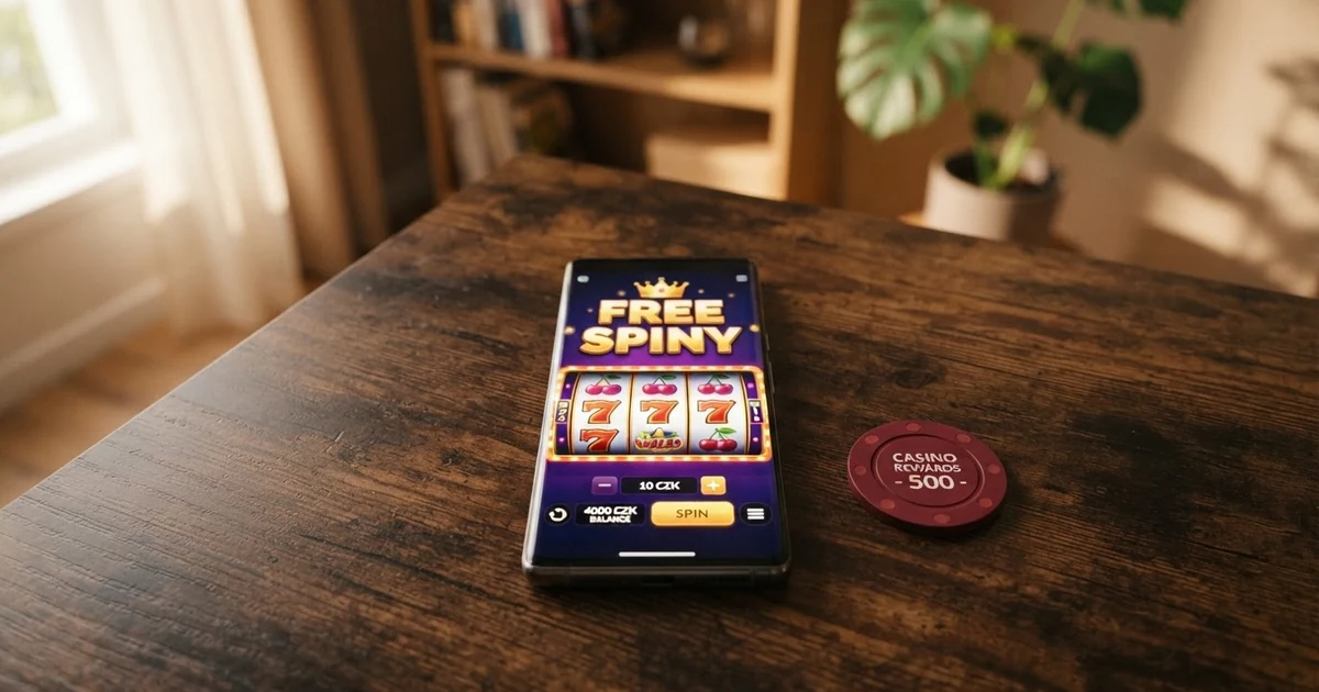 Roztočené válce online automatu s nápisem „free spiny“ na displeji