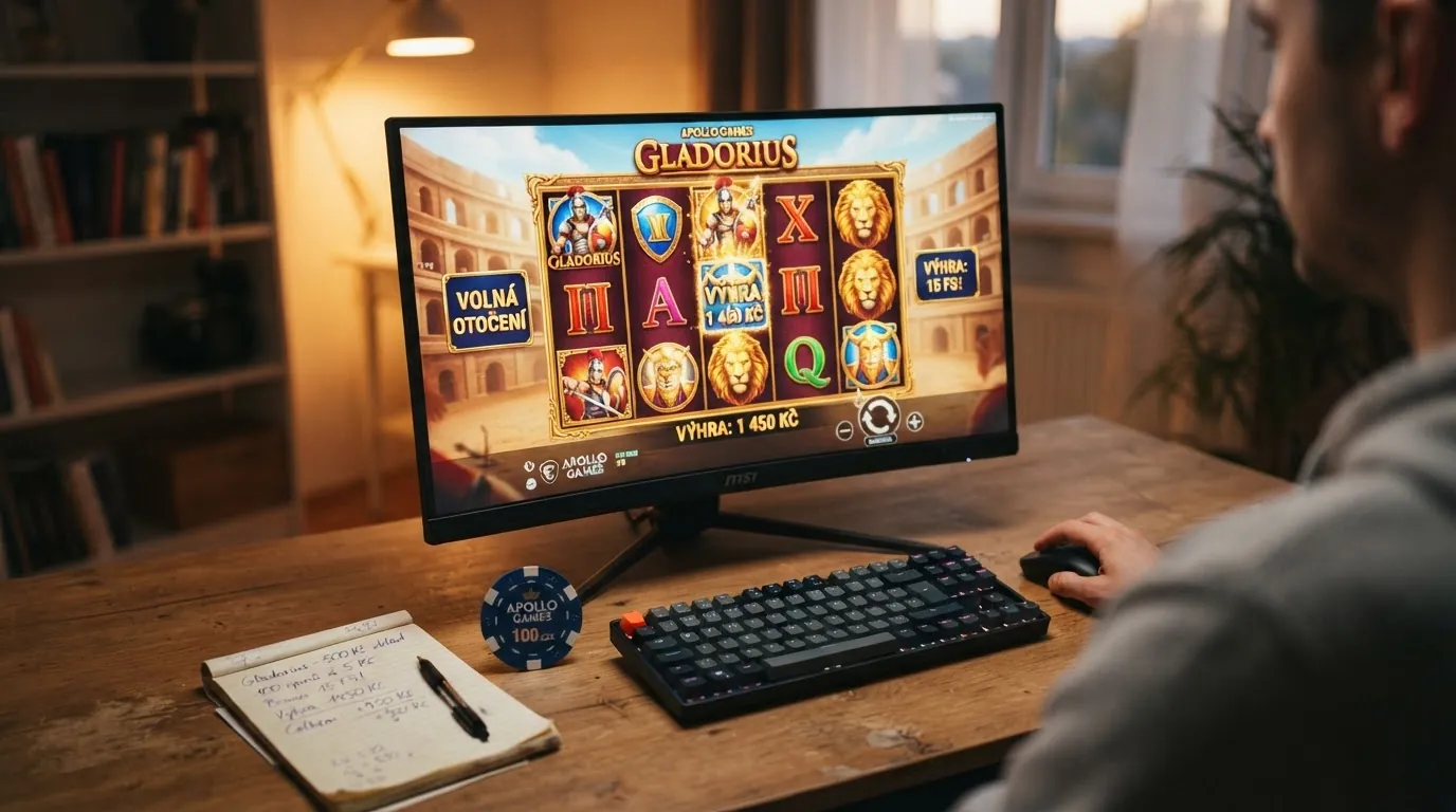 Herní pole online automatu s aktivní funkcí volných zatočení a zobrazením výherních linií