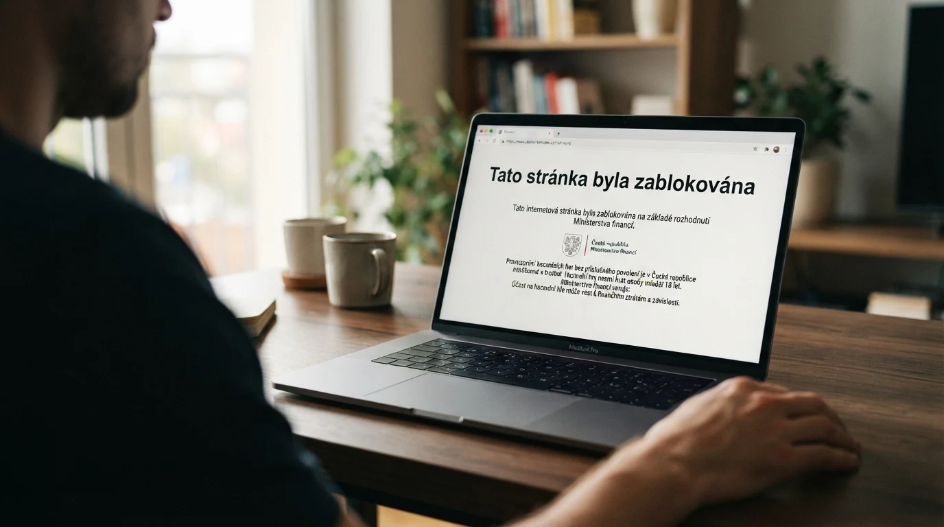 Obrazovka s hlášením o zablokované webové stránce.
