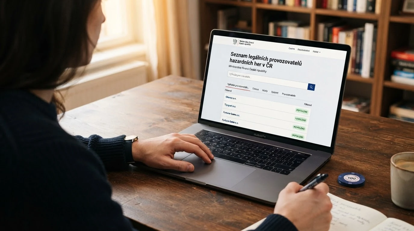 Úřední dokument s razítkem Ministerstva financí ČR položený vedle paragrafového znění zákona o hazardních hrách