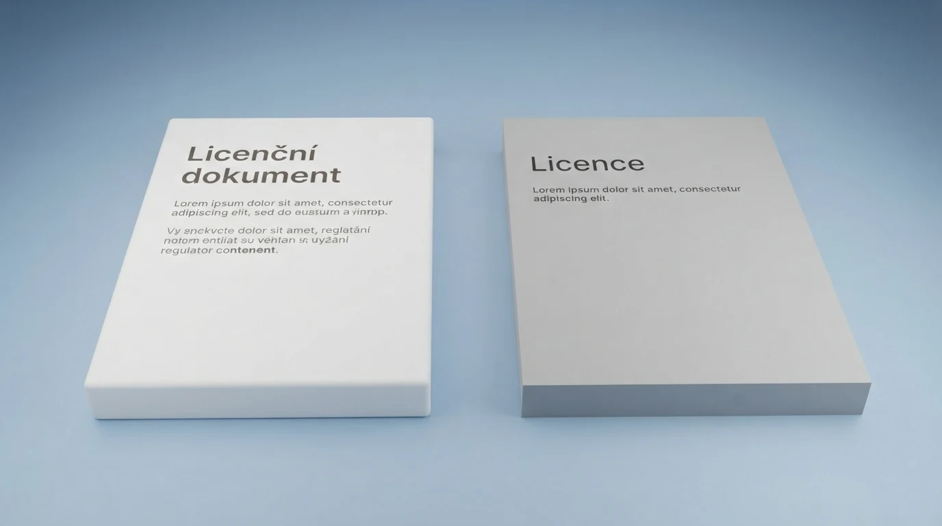 Srovnání dvou licenčních dokumentů — oficiálního loga Ministerstva financí ČR vedle certifikátu Curacao eGaming
