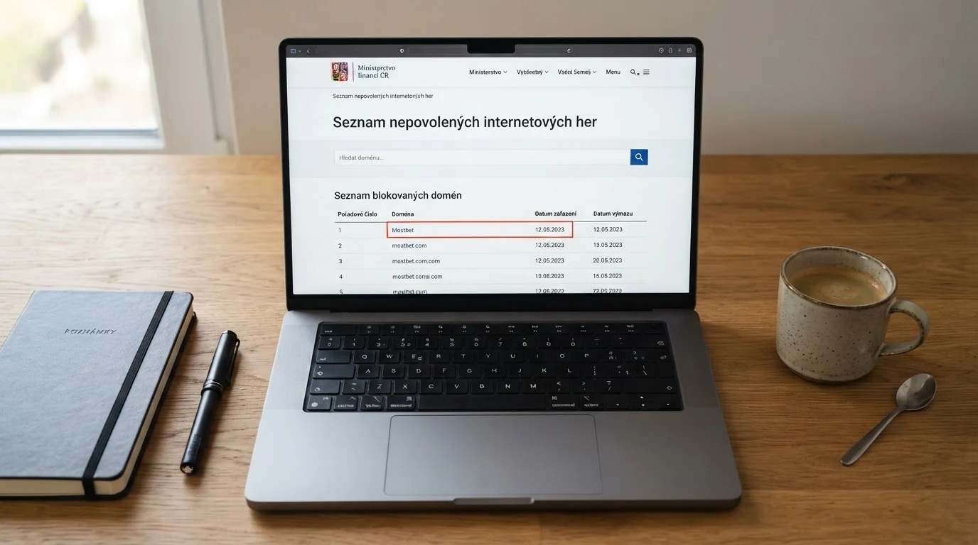Stránka Seznamu nepovolených internetových her Ministerstva financí ČR