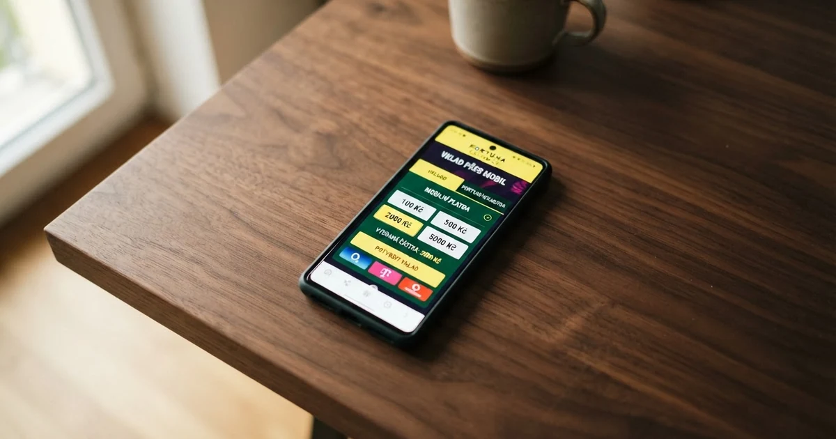 Mobilní telefon zobrazující pokladnu online kasina s vybranou metodou vkladu přes mobil a potvrzovací SMS zprávou