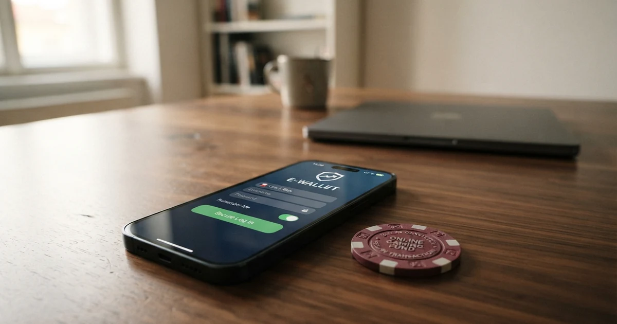 Přihlašovací obrazovka ecoAccount s logem ecopayz na displeji mobilního telefonu vedle kreditní karty