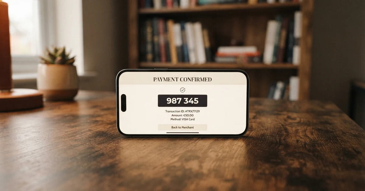 Mobilní telefon s otevřenou platební stránkou casina a potvrzovacím kódem