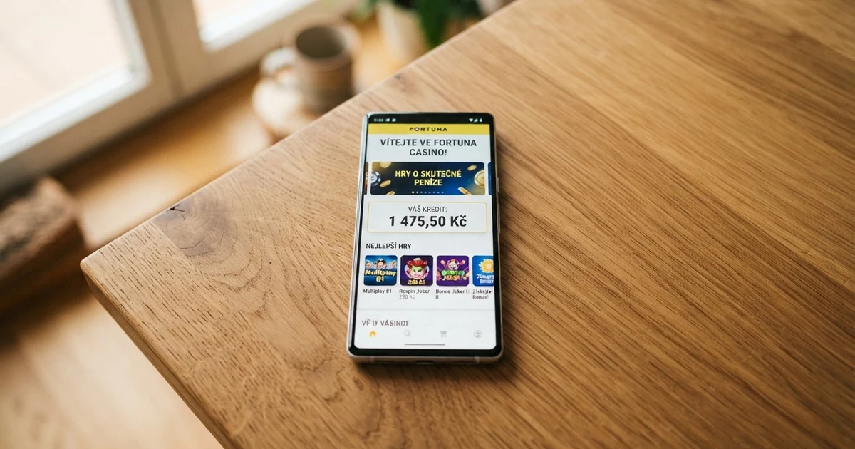 Mobilní telefon s otevřenou stránkou online casina a zvýrazněným počtem volných zatočení