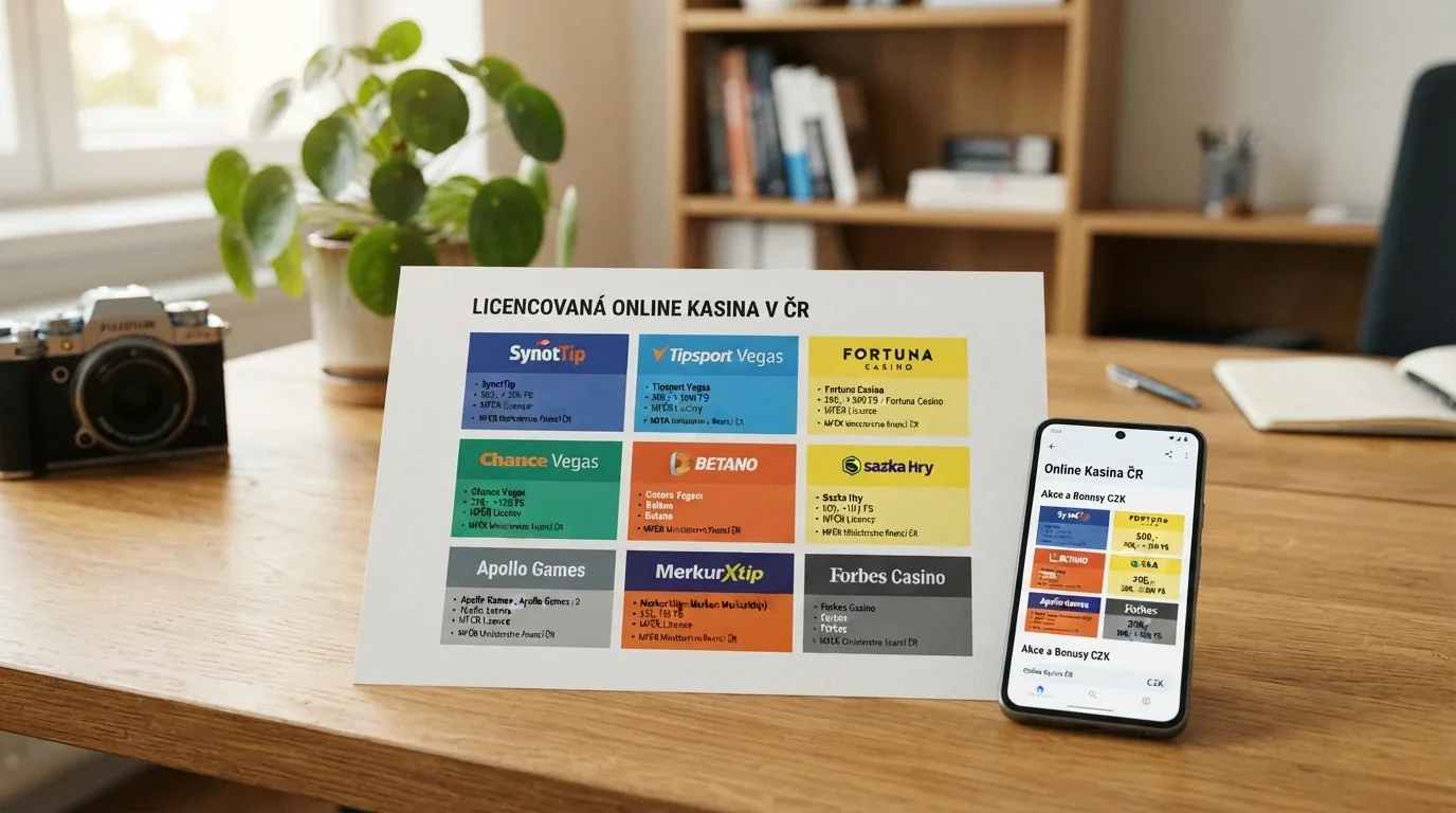 Tabulka s logy deseti licencovaných online casin a jejich klíčovými parametry