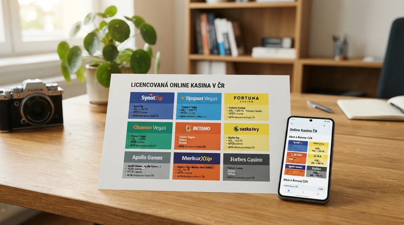 Tabulka s logy deseti licencovaných online casin a jejich klíčovými parametry