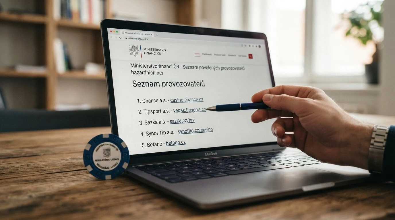 Výřez z oficiálního seznamu legálních provozovatelů hazardních her Ministerstva financí ČR s logy licencovaných značek