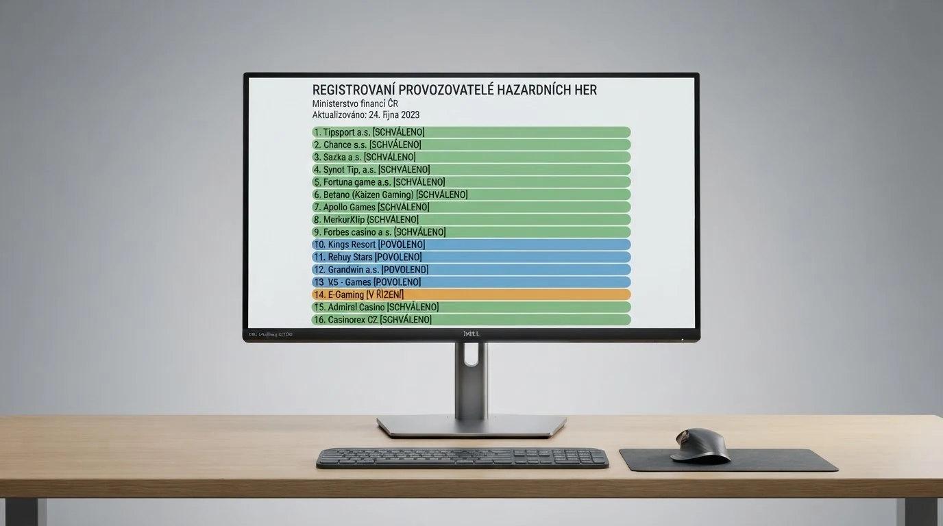 Seznam legálních provozovatelů hazardních her na webu Ministerstva financí ČR