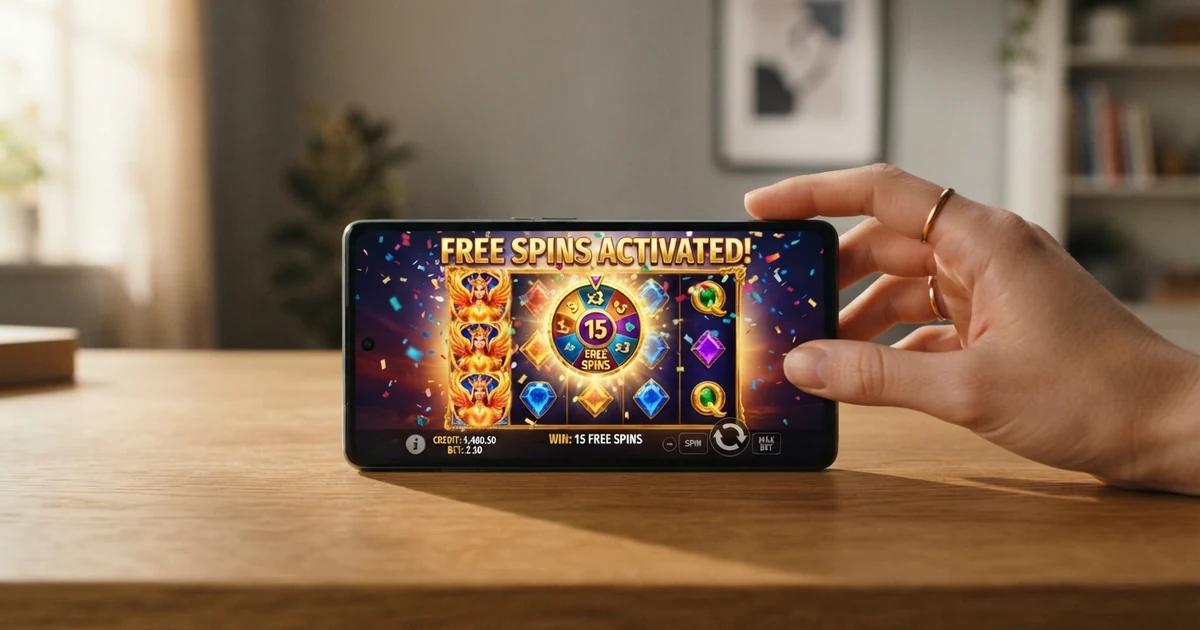 Hráč kliká na tlačítko volné otočky na automatové hře v online casinu