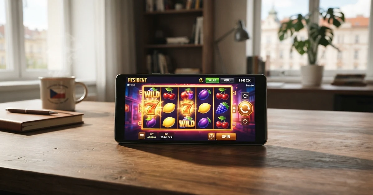 Rozhraní zahraničního online casina na obrazovce notebooku s menu v češtině a nabídkou automatů